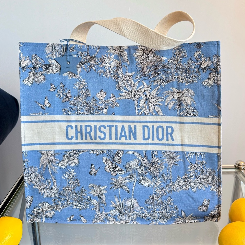 DIORIVIERA Tote. Tropical Toile De Jouy. Blue and Cream. NEW. - Picture 8 of 9